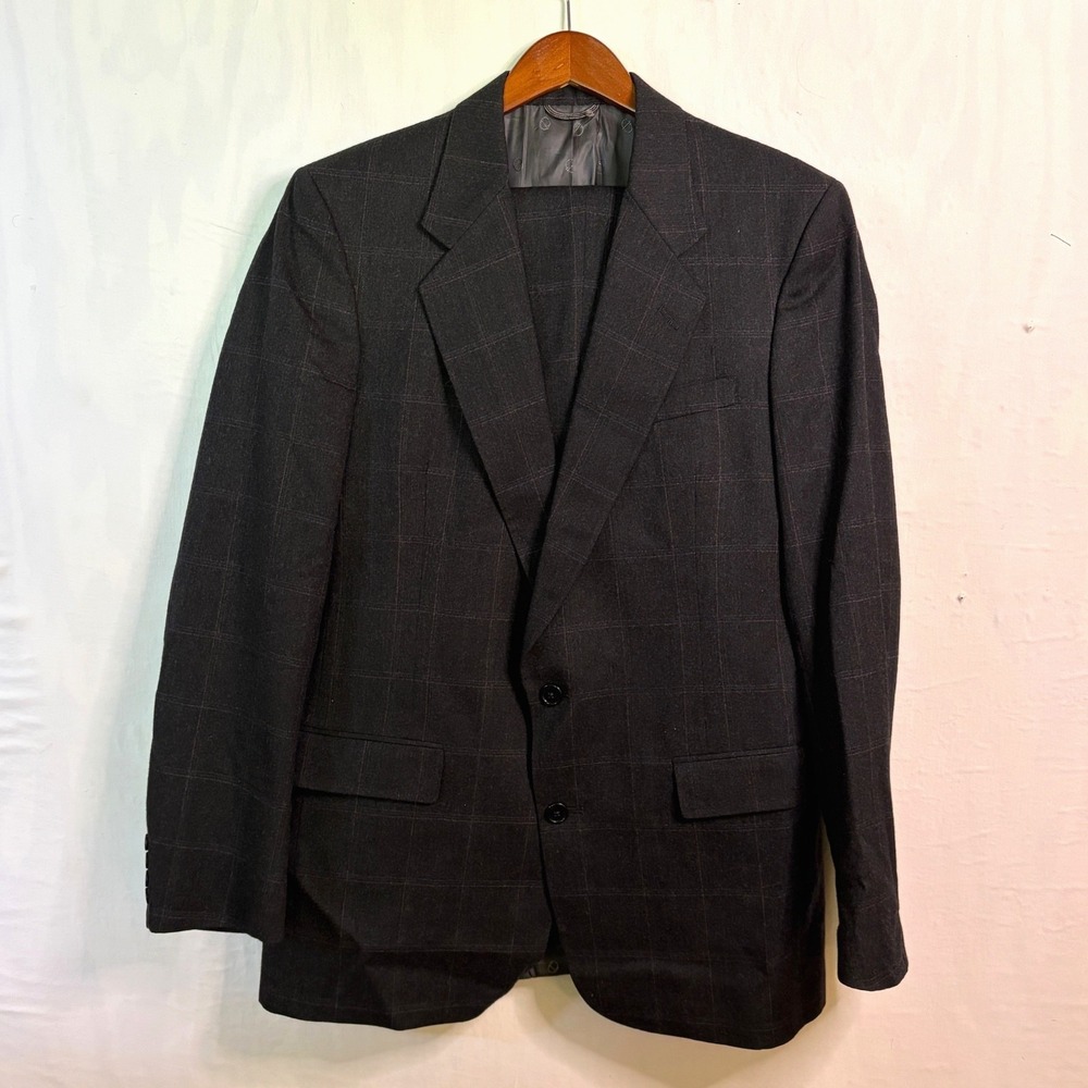Christian Dior Le Connaisseur 2 Piece Suit Mens 42L Charcoal Windowpane Wool